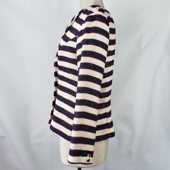 CAbi Cruise striped blazer red white blue double breasted jacket size 6 - Picture 2 of 8